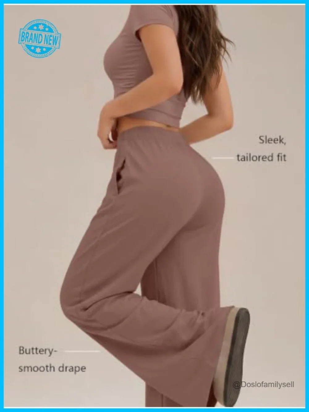 Women's 2 Piece Matching Lounge Set with Pockets Wide Leg Pants